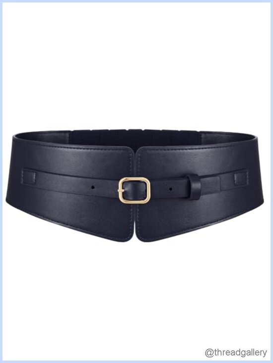 Accessories - Wide Elastic Waist Belt Leather Stretch Belt for Dresses